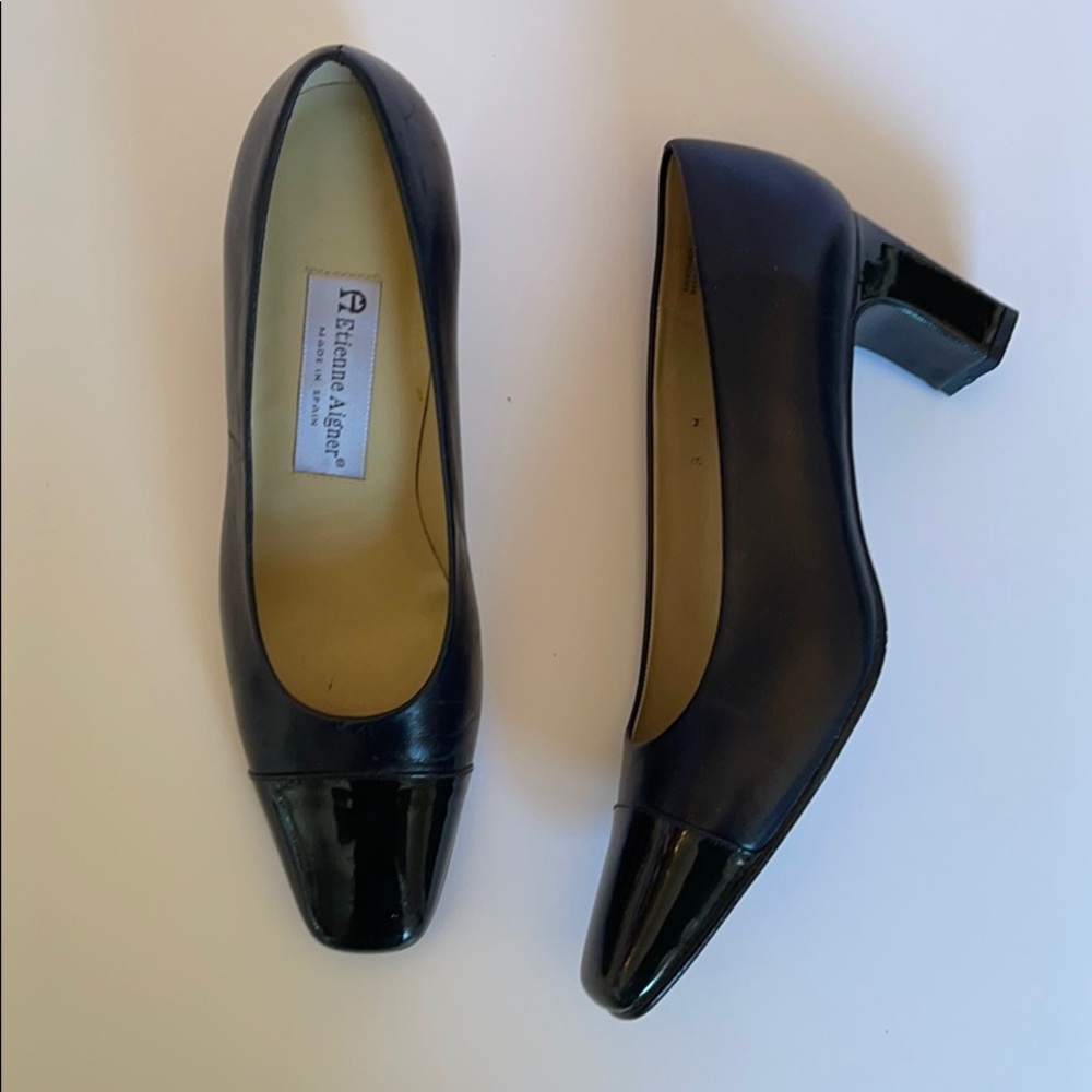 Etienne Aigner Short Pumps Blue and Black 8M